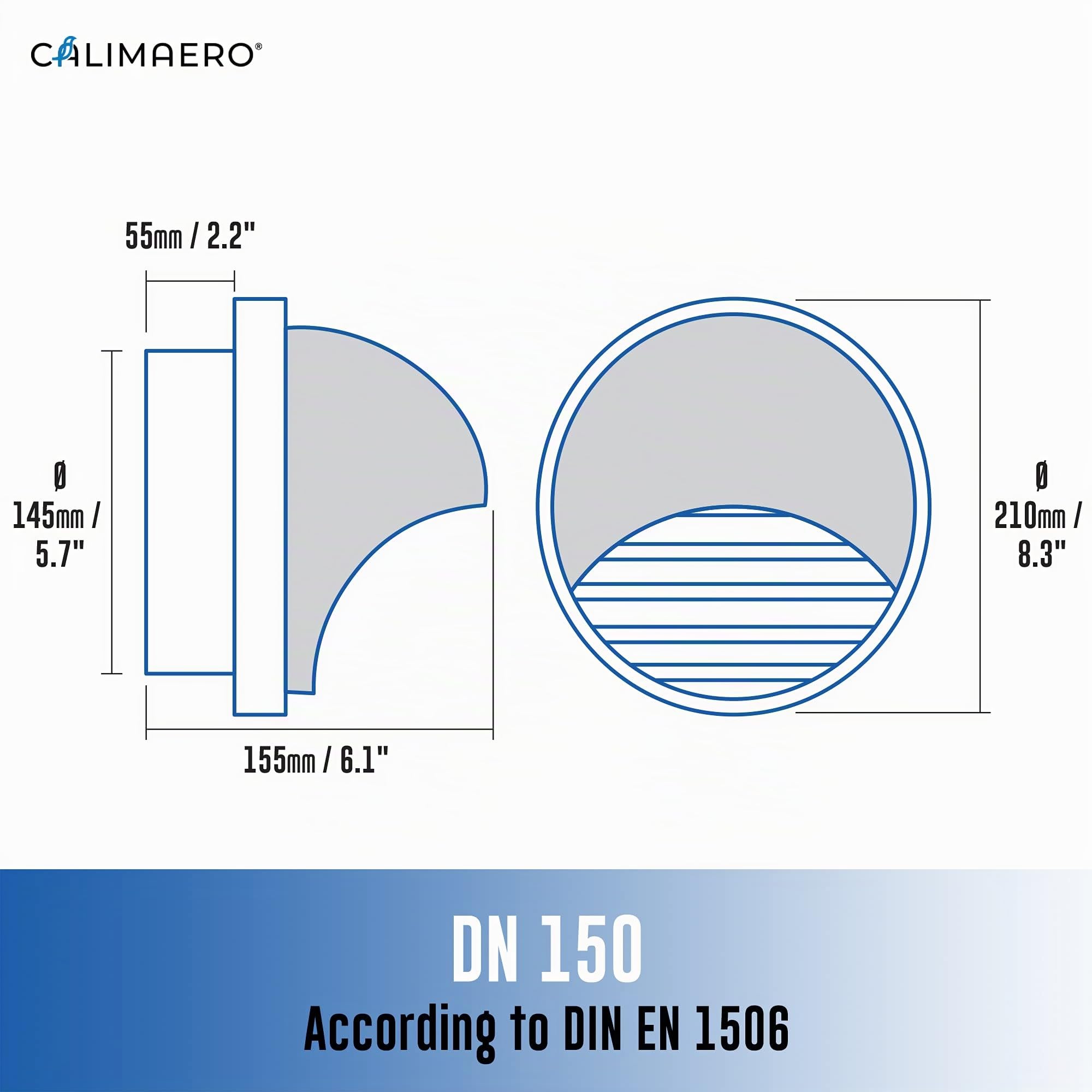 KWG Grille d'aération en Acier Inoxydable 150mm, Grille d'évacuation d'air, Moustiquaire Intégrée, Résistant aux Intempéries, Couverture de la Hotte d'aspiration Extérieure