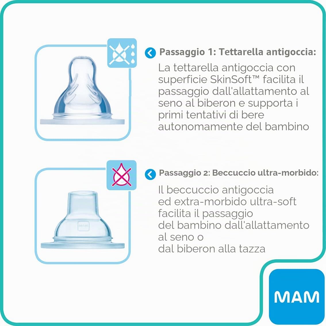 MAM Trainer+ 220 ml borraccia passaggio tazza con tettarella becco maniglia 4 mesi elefante