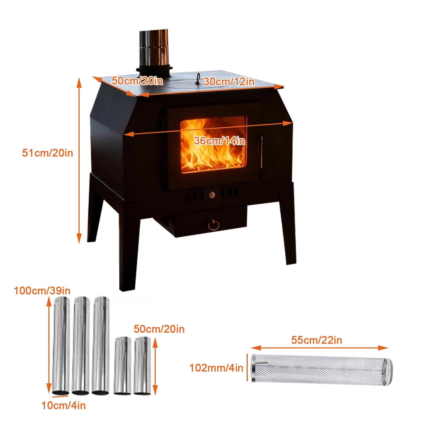 Stufa a Legna con Forno, Cucina a Legna, Resistente Alle Alte Temperature, con Oblò, per Grigliare, Cucinare e Riscaldare