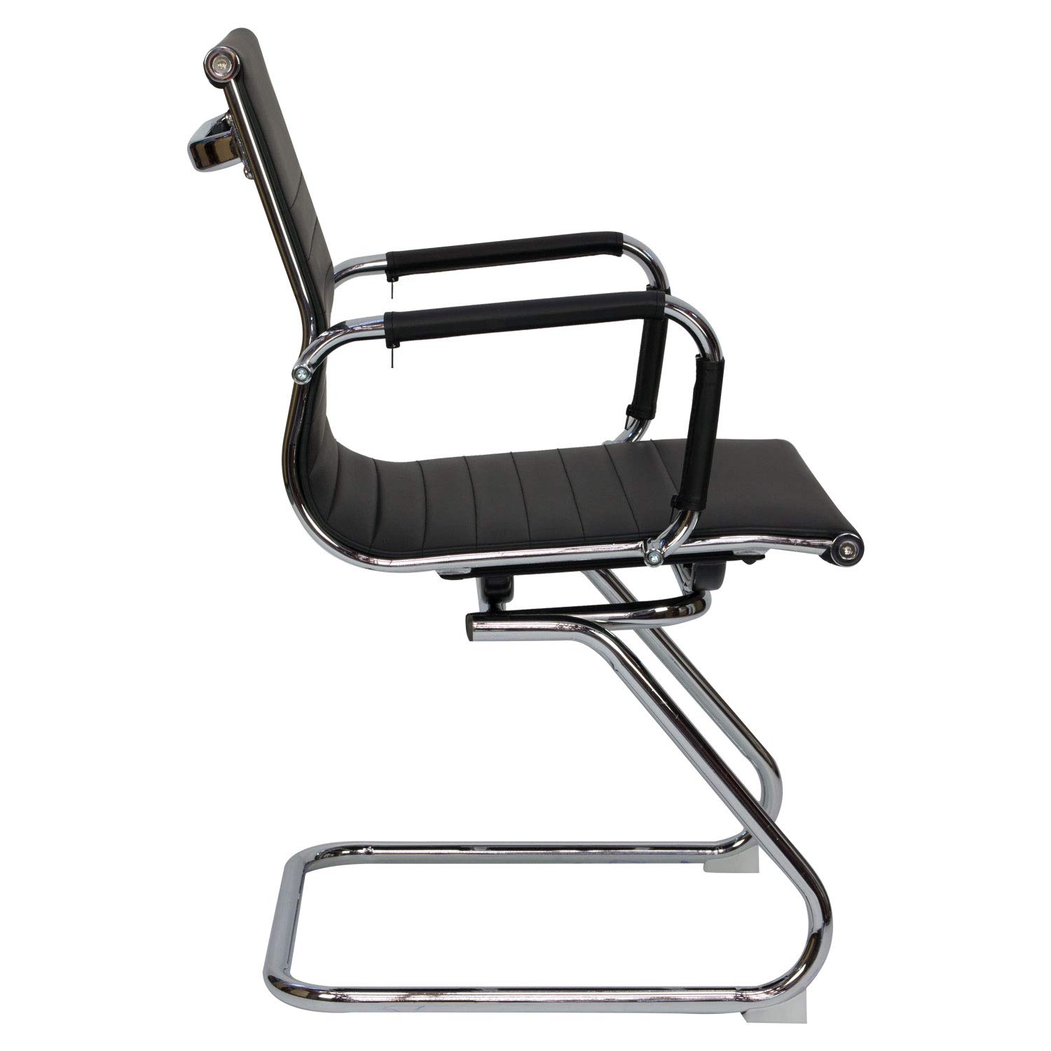 Silla de Confidente Símil Piel, Silla de Oficina Confidente (Negro)