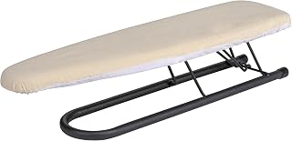 Household Essentials Accessory Sleeve Ironing Board, Plastic top, Foam Pad and Natural Cotton Cover, Heat-Resistant, Compact and Easy to Use, Matte Black Frame