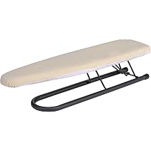 Household Essentials Accessory Sleeve Ironing Board, Plastic top, Foam Pad and Natural Cotton Cover, Heat-Resistant, Compact and Easy to Use, Matte Black Frame