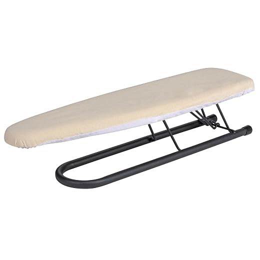 Household Essentials Accessory Sleeve Ironing Board, Plastic top, Foam Pad and Natural Cotton Cover, Heat-Resistant, Compact and Easy to Use, Matte Black Frame