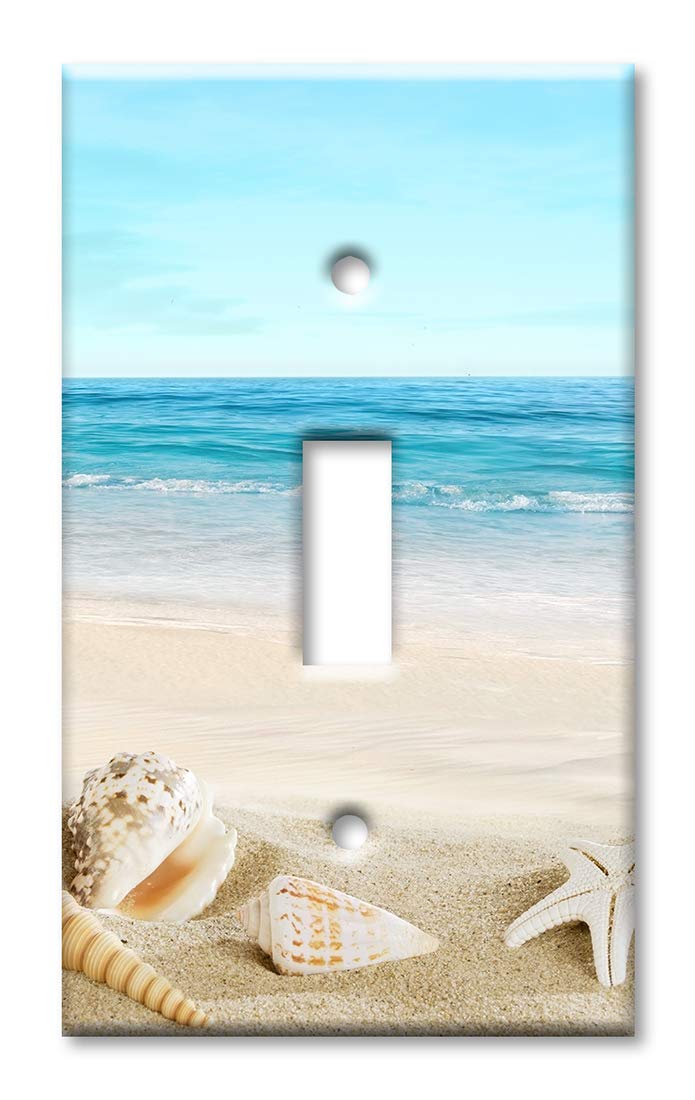 Art Plates 1-Gang-Kippschalter, Übergröße, Wandplatte – Muscheln am Strand