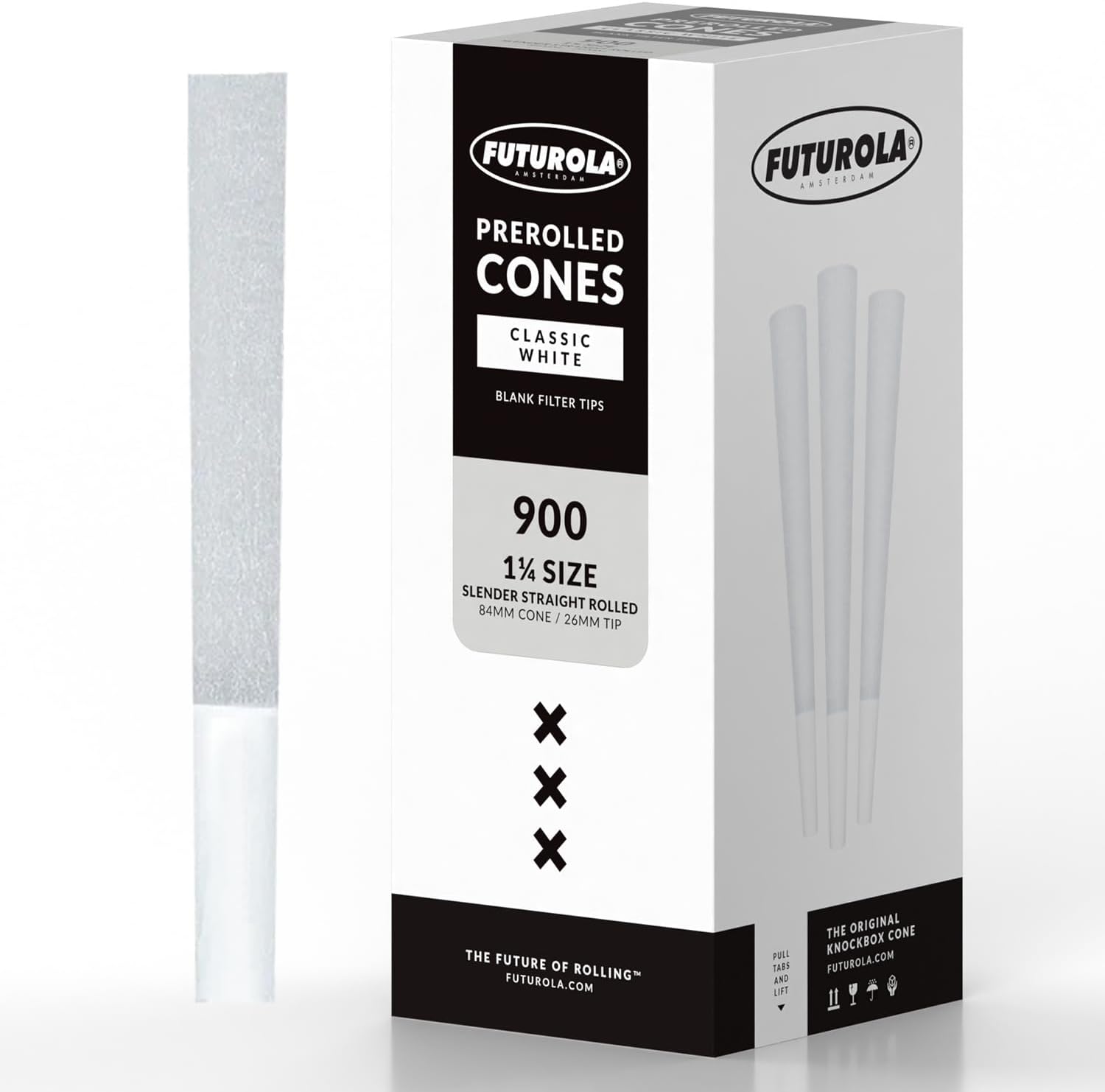 Futurola Fatboy Size 120/30 Pre-Rolled Cones, Blank Tip - Dutch Brown | 448 Artisanal Cones Handcrafted with Finest, Thinnest papers from France and Spain - Compatible with Knockbox Models