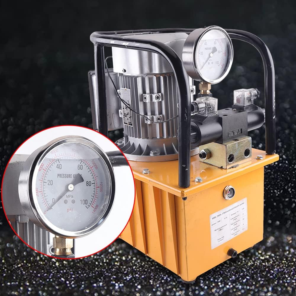 Hydraulic Pump Double Acting Solenoid Valve Pedal Switch 70 Mpa 10000PSI 110V w/Oil Hose & Quick Connector