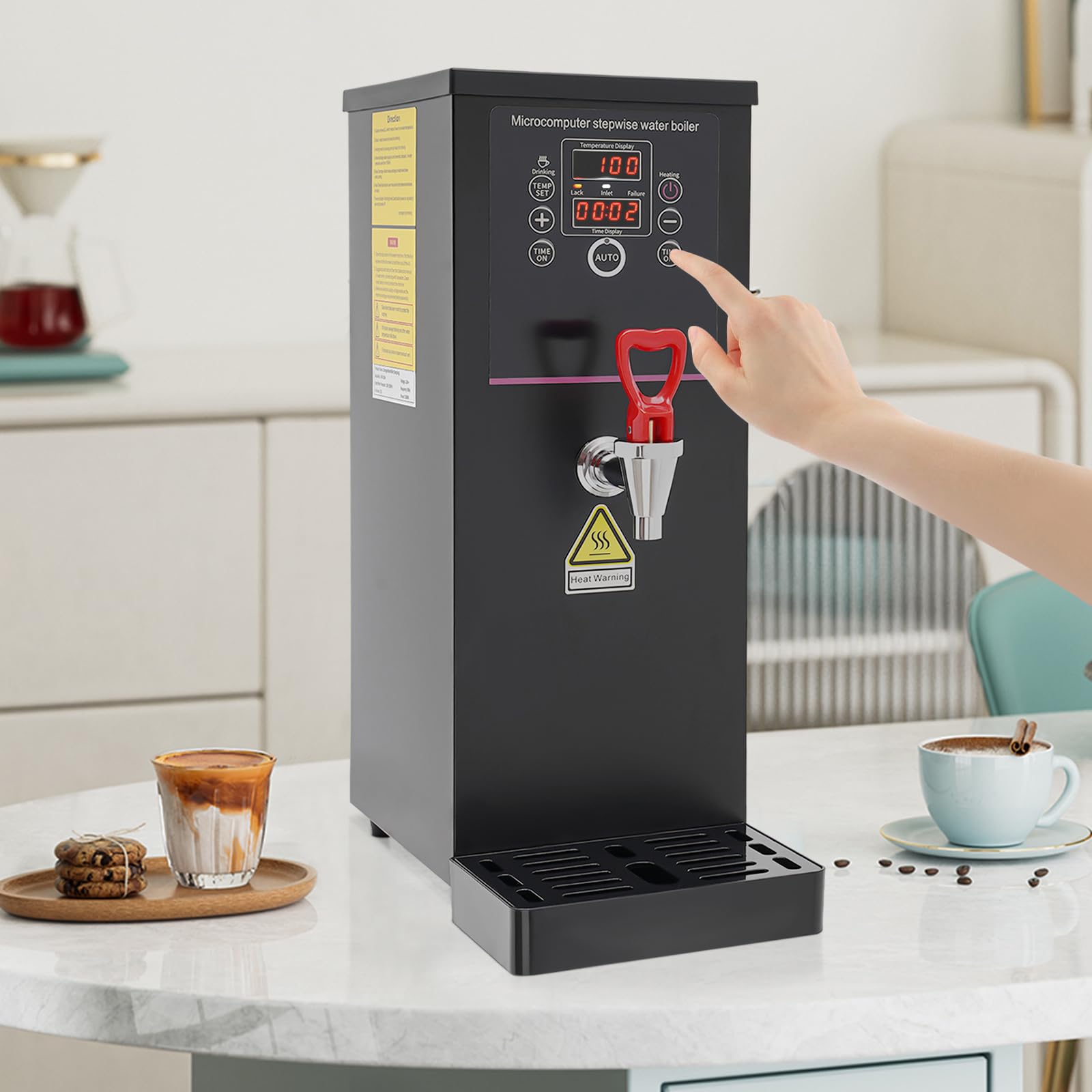 Kathring Water Boiler Eletric Commercial, 10L Hot Water Machine 2500W 12-Min Rapid Heating, with Timing and Digital Display for Tea Coffee Shop Dessert Shop Hotel