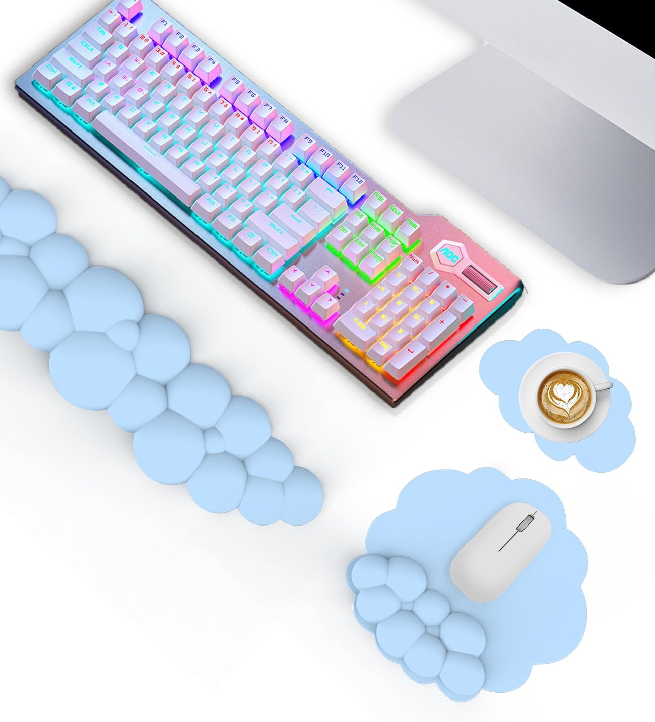 Keyboard Cloud Wrist Rest, 3in1 Cloud Mouse Pad Wrist Support Keyboard, Wrist