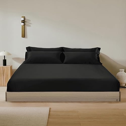 LilySilk Juego de sábanas bajeras de 3 piezas, 100% seda de morera grado 6A, 2 fundas de almohada y 1 sábana bajera, bolsillo profundo de 16