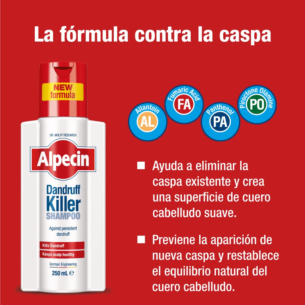 Alpecin Killer Shampoo Anticaspa 3x250 ml | Champu Anticaspa Cabello | Champú Anticaspa para limpiar el cabello graso y mantener el equilibrio del cuero cabelludo