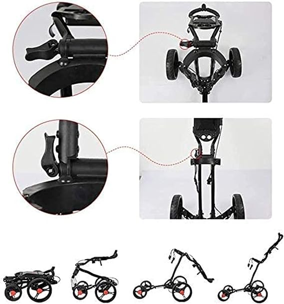 Golf Push Cart Golf Foldable Golf Cart Easy Push and Pull Golf with Hand Brake and Multi-Function Panel Umbrella Stand - One-Click Disassembly