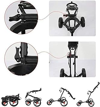 Golf Push Cart Golf Foldable Golf Cart Easy Push and Pull Golf with Hand Brake and Multi-Function Panel Umbrella Stand - One-Click Disassembly