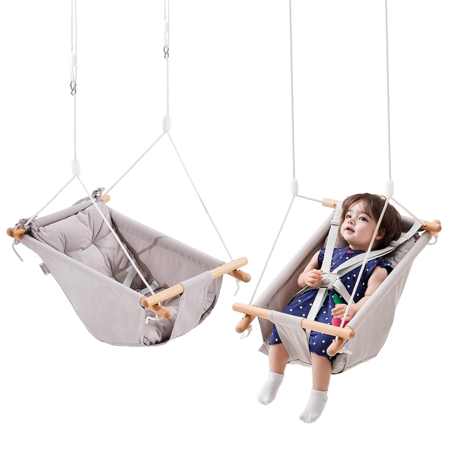 VEVOR Balançoire Hamac Bébé 3 Modes, 68 kg, Harnais 5 Points, Intérieur Extérieur