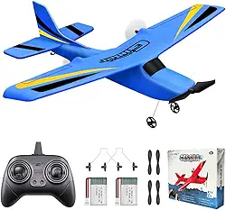 2 CH RC Airplane, Avião RC Pronto para Voar, Avião de Controle Remoto de 2.4 GHz, Planador RC Fácil de Voar para Crianças e Iniciantes (Azul)