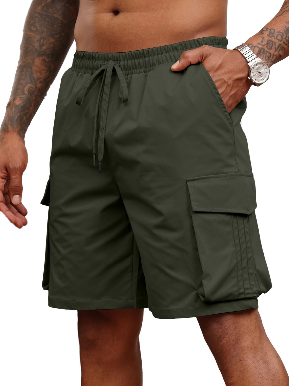 Halfword Pantaloncini Uomo Cargo Corti Casual Shorts Tasche Cotone Coulisse Estivi