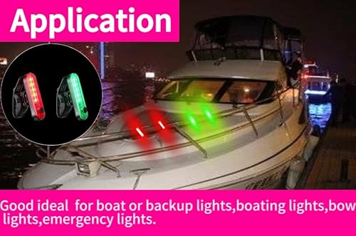 Miniatura 5 de Paquete de 4 luces LED para barco, kit de luces de navegación LED para kayak de barco, luces de popa, funciona con pilas, luces LED recargables, luz