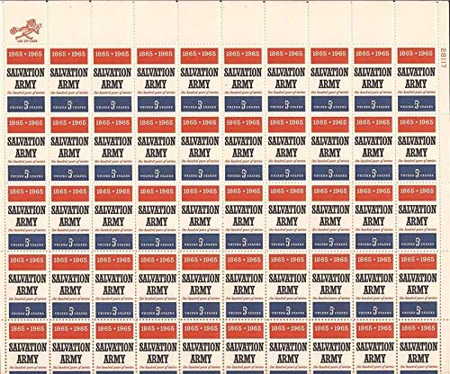 Salvation Army Centennial Sheet of 50 x 5 Cent US Postage Stamps Scott 1267