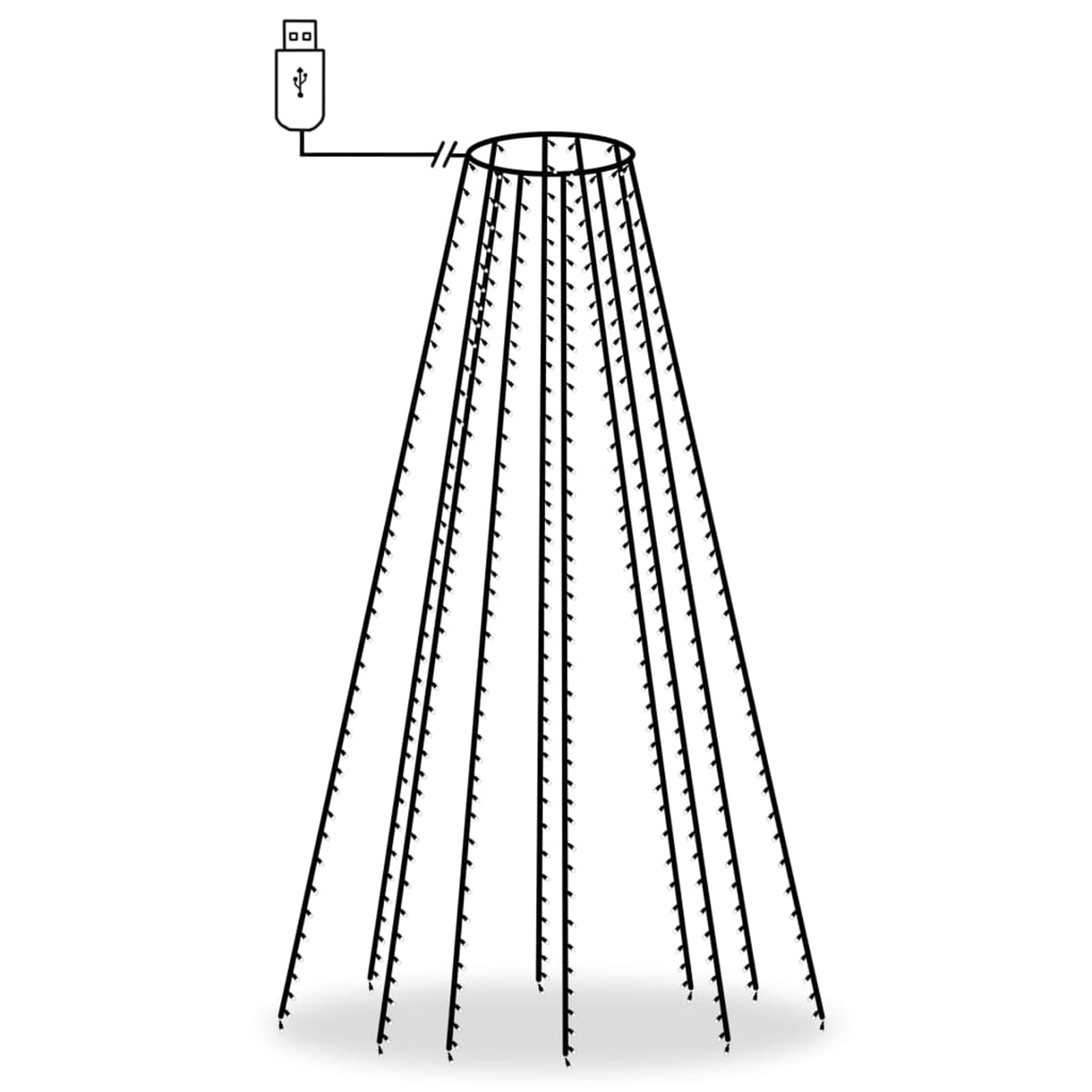 IKAYAA Lichterkette Weihnachtsbaum mit Ring und 10 Girlanden, 500 LED Lichterkette Weihnachtsbaum Außen, Christbaumbeleuchtung Innen, Weihnachtsbaum Lichterkette für 500cm Tannenbaum Warmweiß
