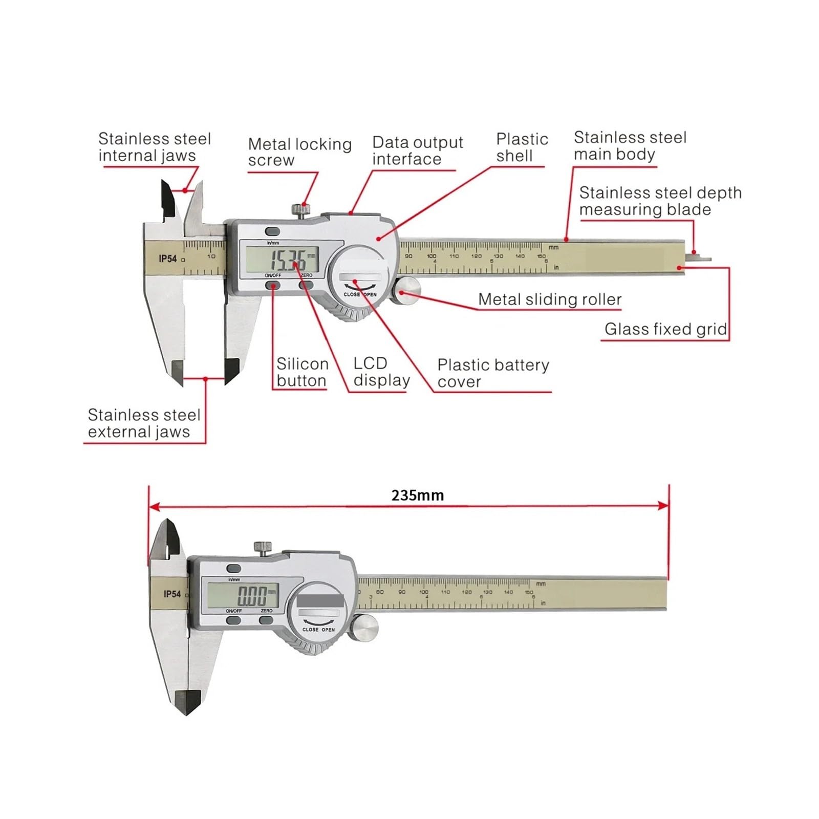 Mikrometr cyfrowy, Digital Caliper 0-150 Mm/6" Stainless Steel Vernier Gauge Micrometer Electronic(0-200mm)