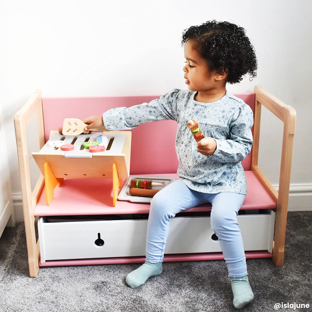 Bigjigs Toys, Set di Cibo per Giochi a Grill Barbecue, Giocattoli in Legno, Cibo in Legno, Gioca a Utensili per Barbecue, Gioco di Ruolo, Cucina Gioca, Giocattoli per Bambini, Giocattoli Montessori,