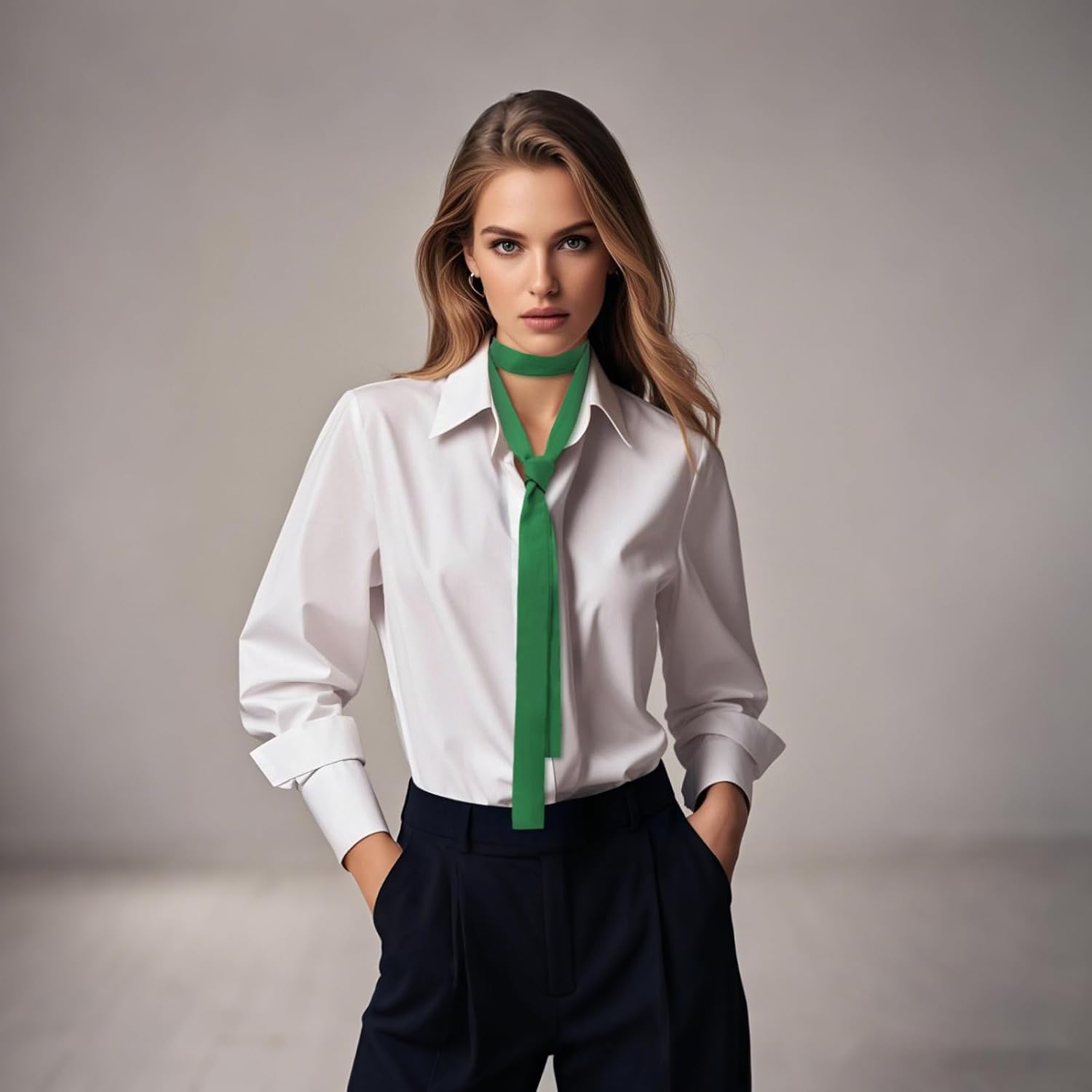 Mantieqingway Scarf for Women, Solid Color Satin Ribbon Tie Neckerchief Accessory for Wedding, Cosplay, Party - Image 3