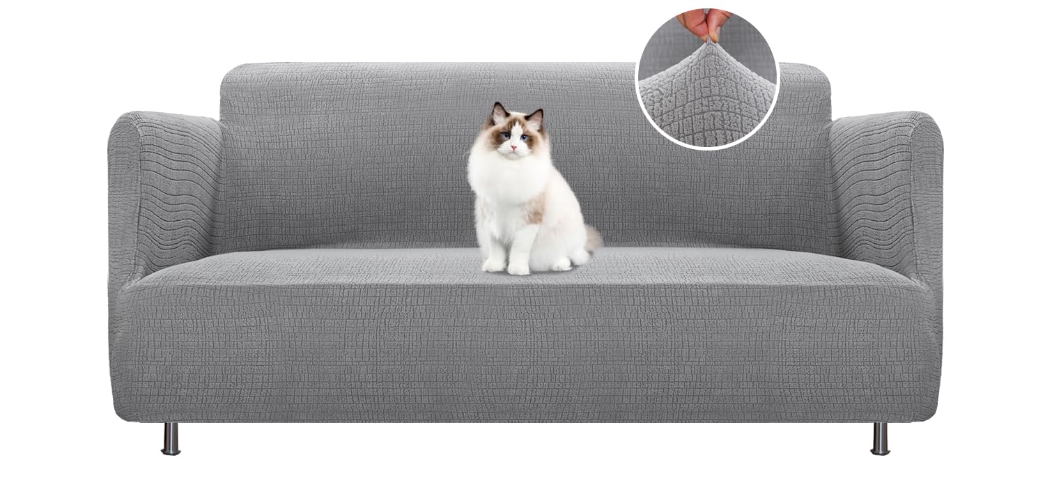 BellaHills Copridivano Grande 2 Posti(172-190cm), Jacquard Copridivano Altamente Elasticizzato, Moderno Copri Divano per Soggiorno, Funge da Protezione per Cani e Animali Domestici, Tortora
