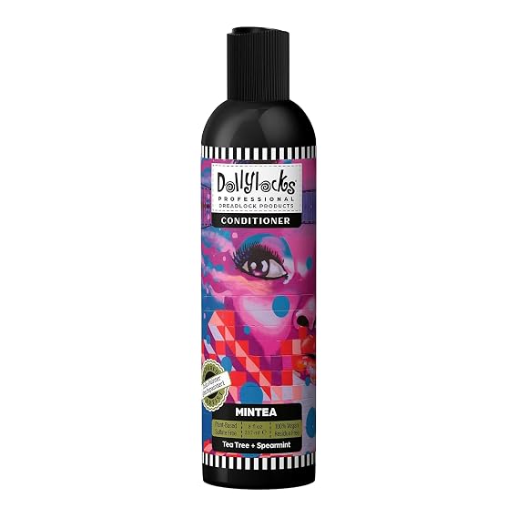 Dollylocks Lightweight Hydrating Conditioner | Plant-based Residue + Paraben-free Vegan | Curly Hair, Extensions, Locs, Dreadlock Moisturizer | Tea Tree Spearmint | 8oz