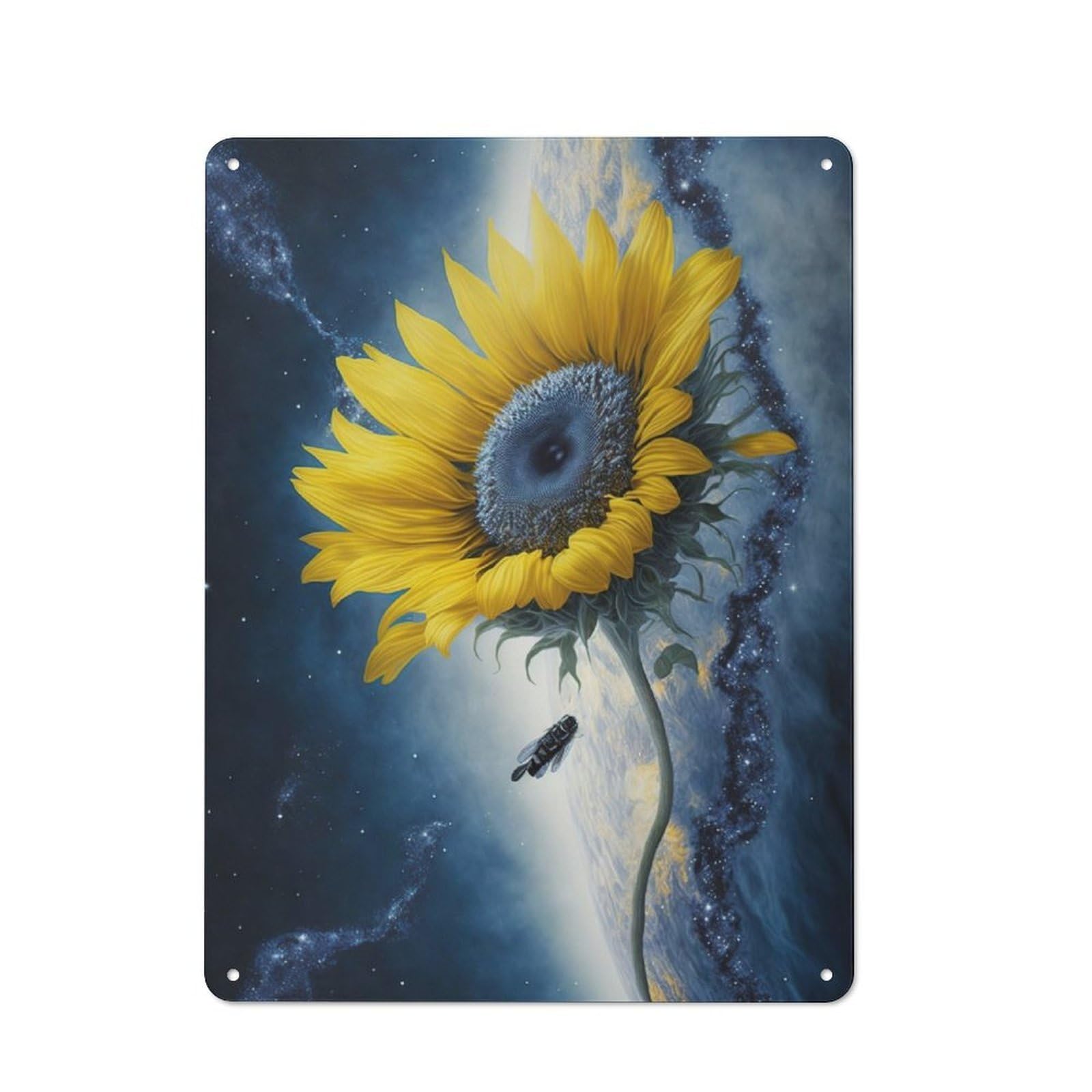 Junmoney Universe Sunflower Rustic Metal Wall Sign 40X30cm For Café Or Restaurant, Gift Idea At Christmas For Café Owners And Decorators