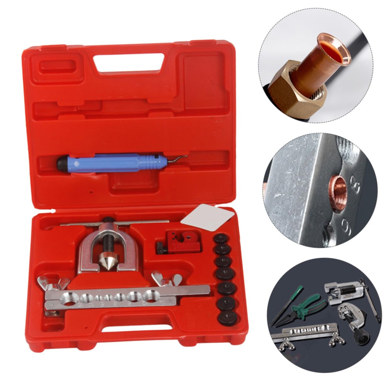 PACKOVE 1set Metric Double Flaring Tool Kit with Mini Cutter Heavy Duty Brake Line Flaring Tool for and Versatile Auto Repair Equipment with Case