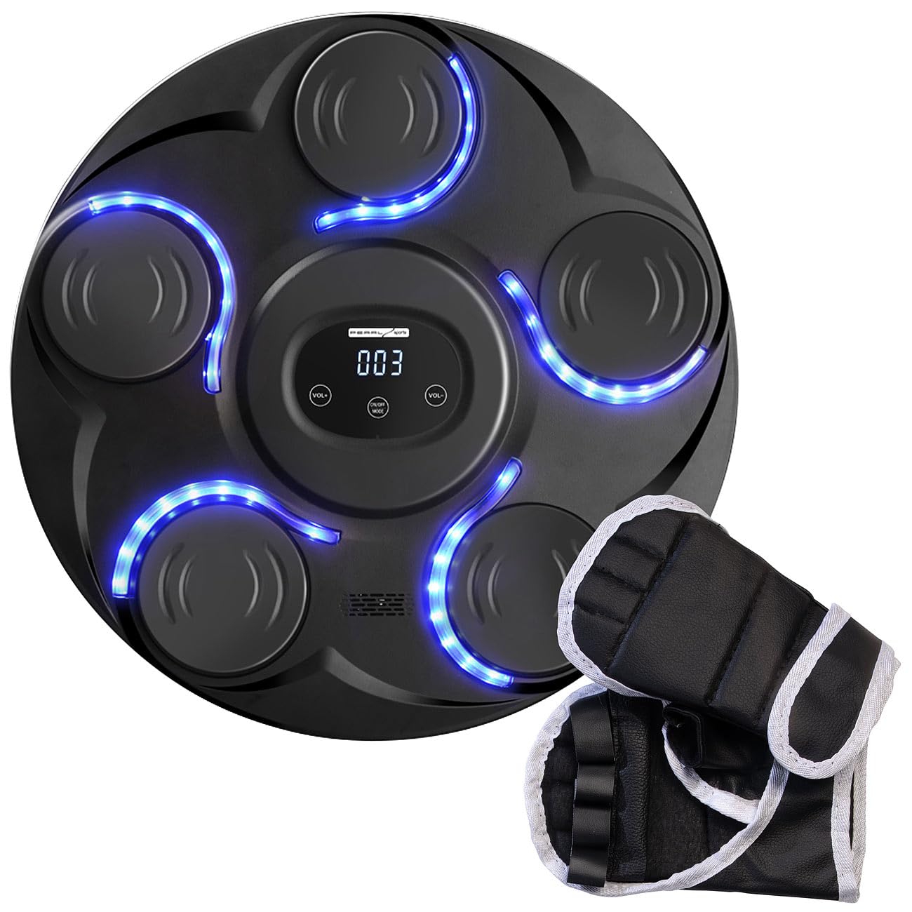 PEARL Sports Boxmaschine Erwachsene: Musik-Boxmaschine, 7 Schlagtakte, Zählmodus, LEDs, Display, BT, Akku (Boxmachine, Boxing Machine, Music)