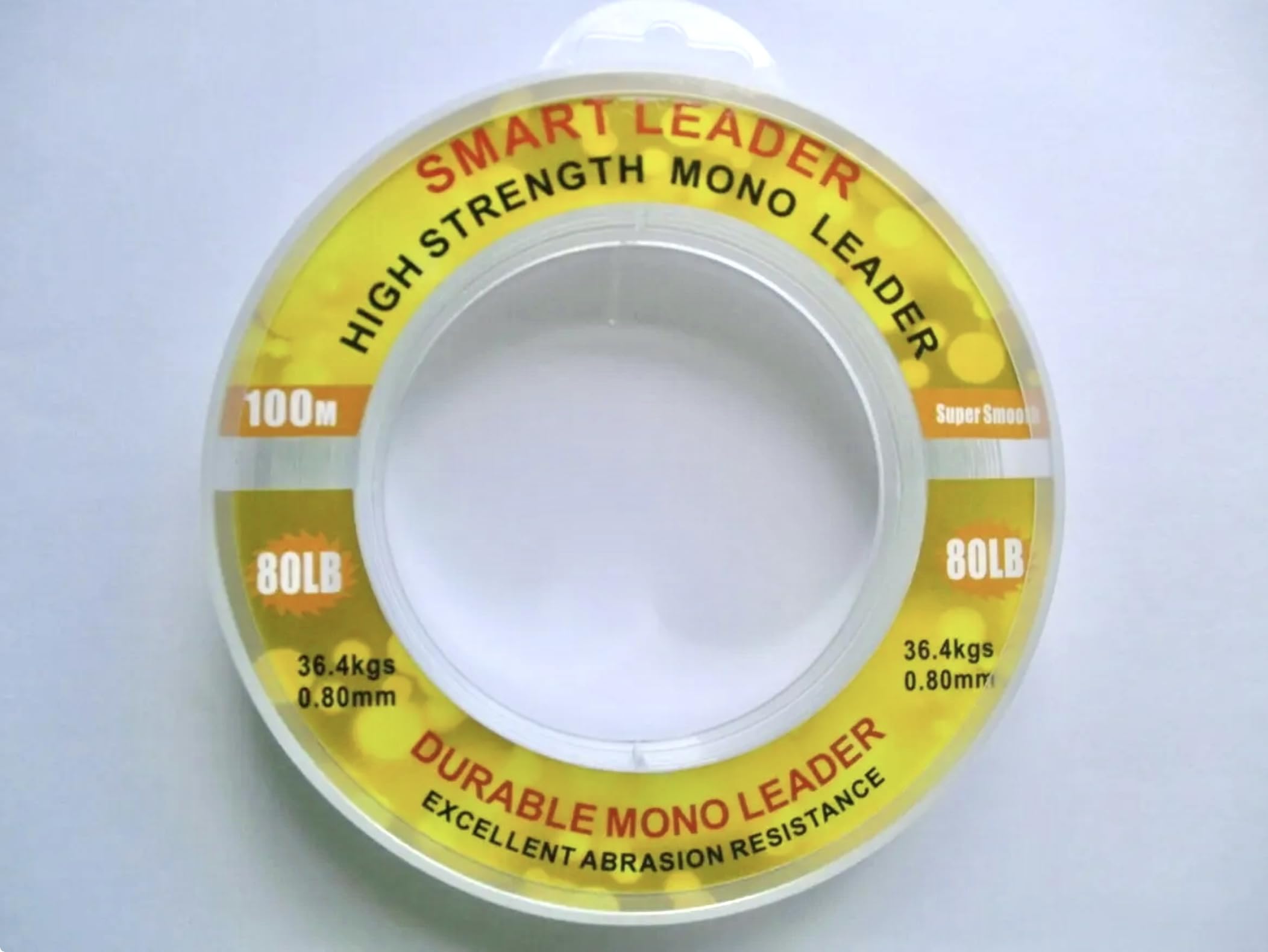 SEA FISHING SMART LEADER FOR SHOCK LEADER/TRACE RIGS (Clear, 80lb 100 metres)