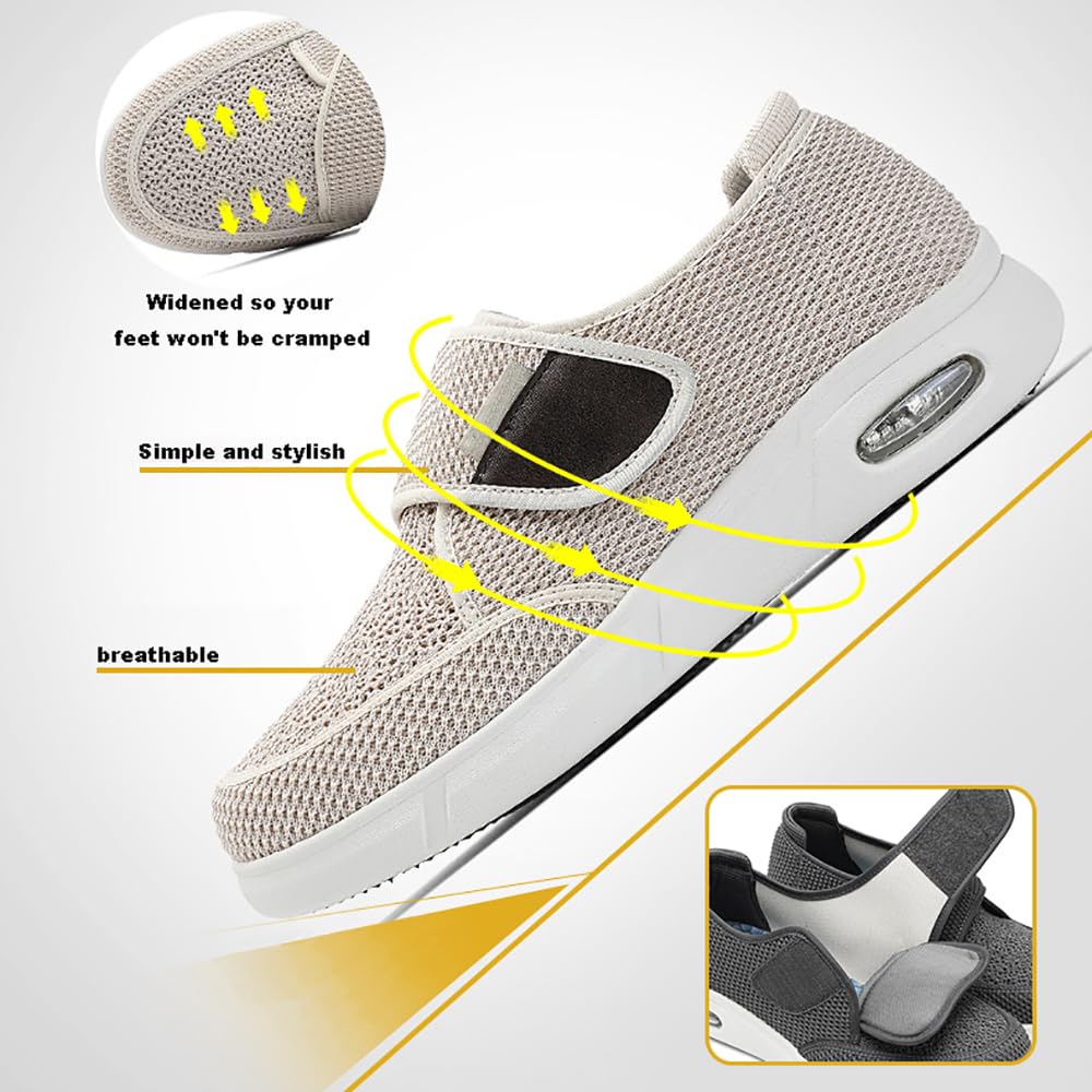 Zapatos Ortopédicos para Diabéticos Ajuste Extra Ancho para Hombres Y Mujeres Zapatillas Fáciles De Poner con Cierre Ajustable Y Plantilla De Espuma Viscoelástica Ideales para