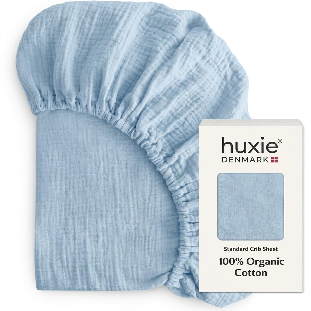 Crib Sheets, 100% Organic Cotton Muslin, Fitted 28"x52" Standard