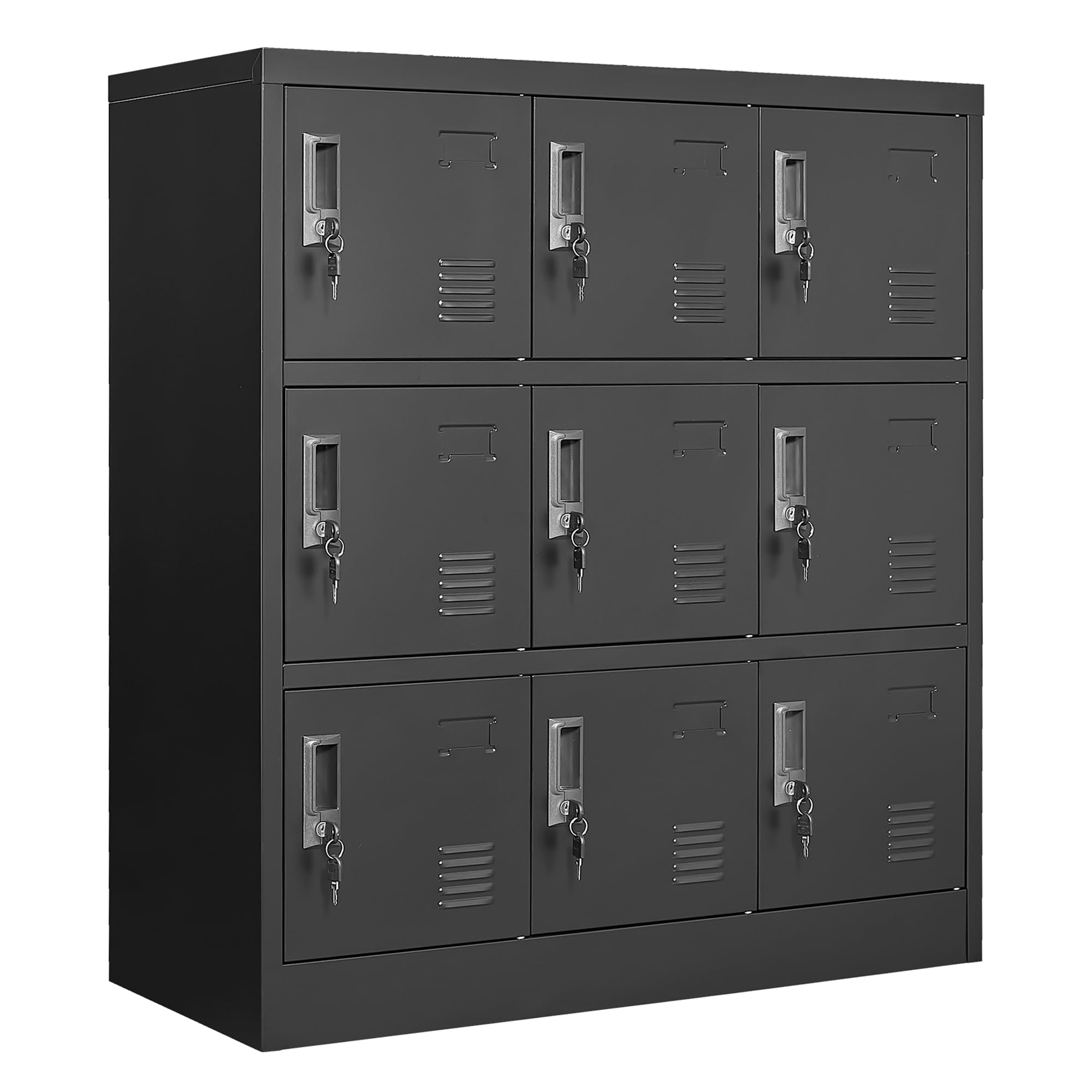 Metal Lockers for Employees,Office Storage Locker with 9 Doors Black,Employee Locker with Lock and Card Slot,Steel Staff Locker Storage Cabinet for Gym Home School Garage,Assembly Required