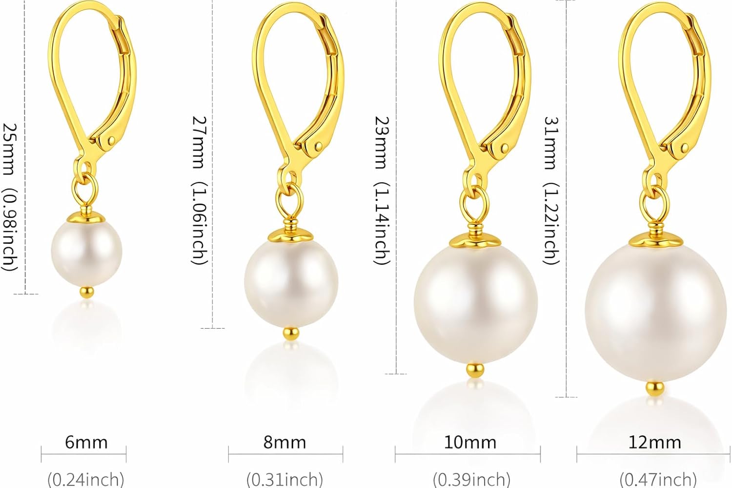 Handmade Pearl Drop Earrings for Women – 925 Sterling Silver Leverback Dangle Earrings, Lightweight Minimalist Jewelry, Gift for Her - Image 3