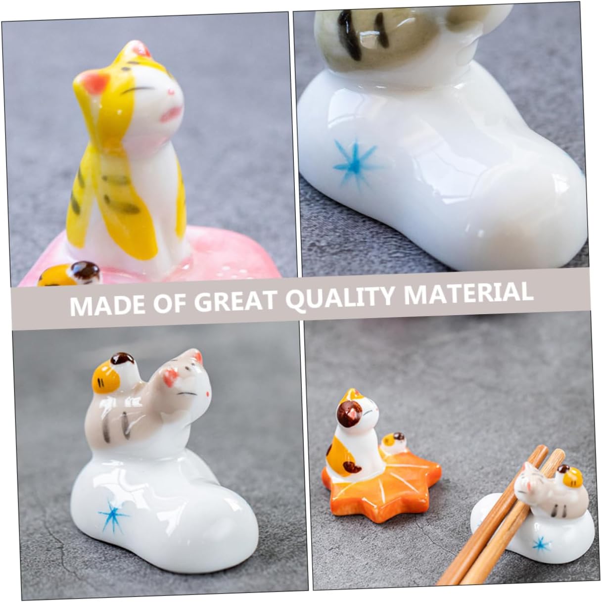 2pcs Ceramic Cat Chopstick Holder Random Styles for Home Dining Cute Tableware Accessory Elegant Cat Design for Parties and Gifts image 4