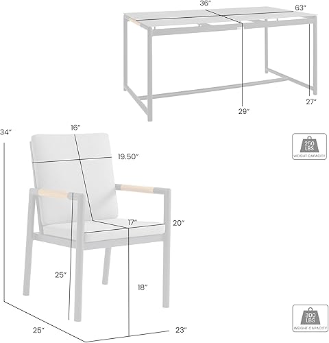 Miniatura 7 de Armen Living Royal - Juego de comedor para exteriores, estándar, negro