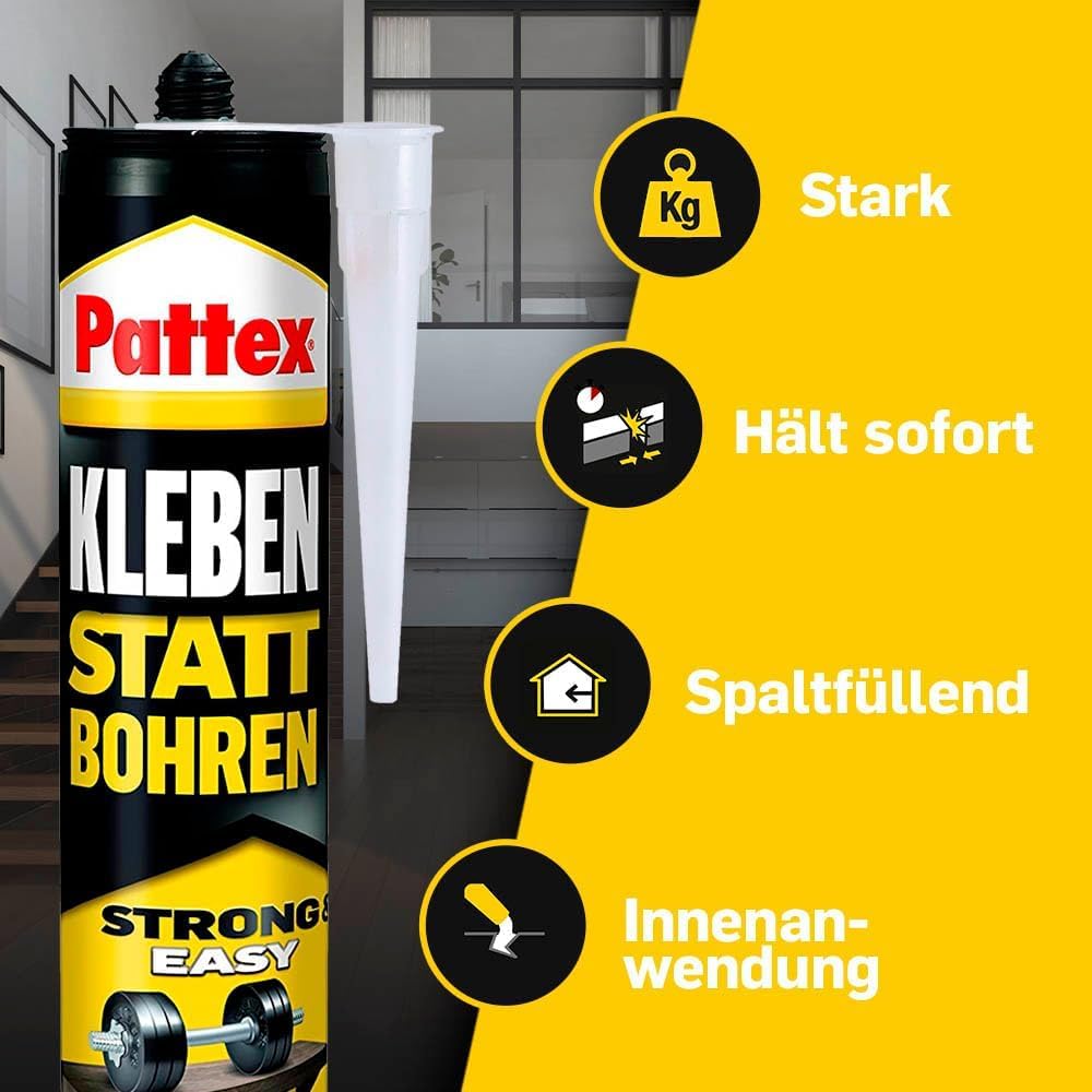 Pattex PKB40 Montagekleber - Kleben statt Bohren - Weiß - 12x400g