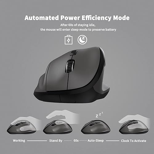Miniatura 2 de Ergo - Mouse inalámbrico ergonómico con receptor USB para PC, laptop y escritorio, mouse vertical Ergo con clics silenciosos de larga duración de la