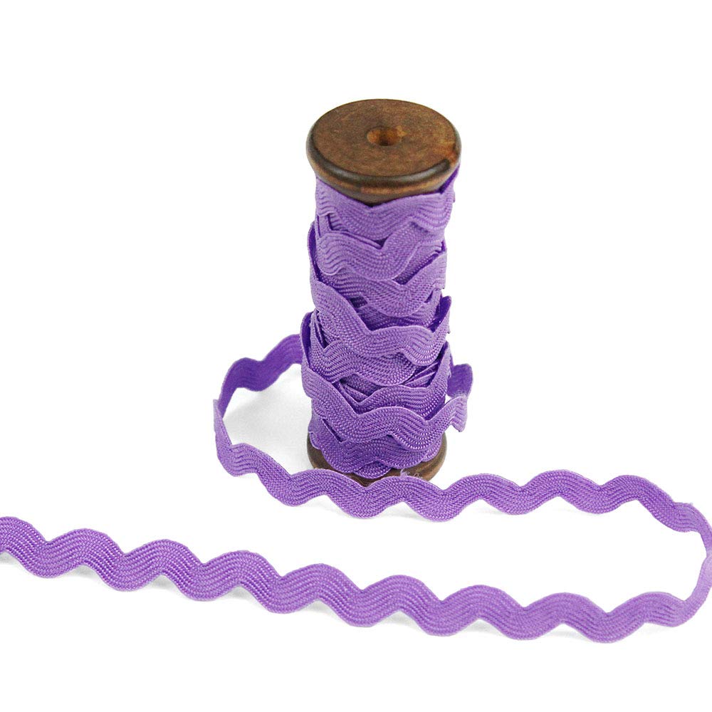 3 Yards of POLLY 8mm Rigid Ric-Rac Trim on a Wooden Spool, Paisley Purple