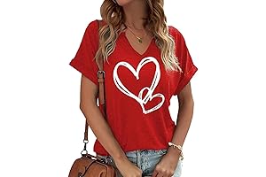Womens Lover Heart Graphic V Neck Valentines Day T-Shirt