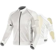 Breathable All-Season Mesh Motorcycle Shirt with CE Protective Liner, High Visibility Motorcycle Jacket Color White, Size Large