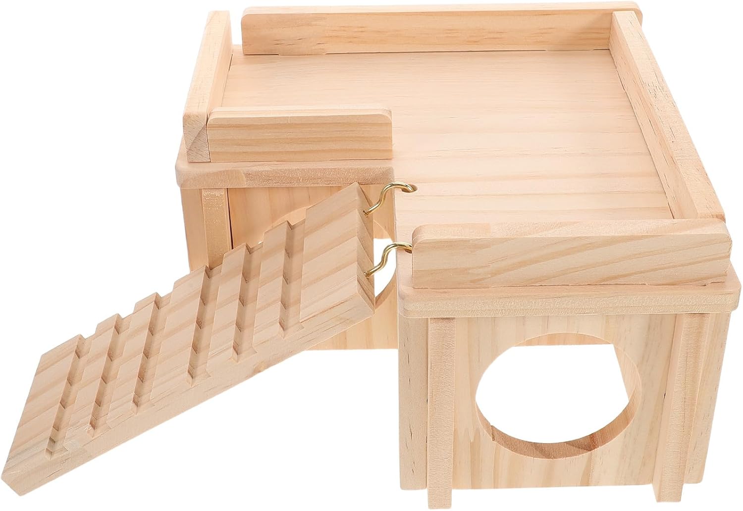Artibetter Large Wooden Reptile Hide Cave with Bearded Dragon Basking Platform and Climbing Ramp Amphibian Habitat Hideout for Terrarium