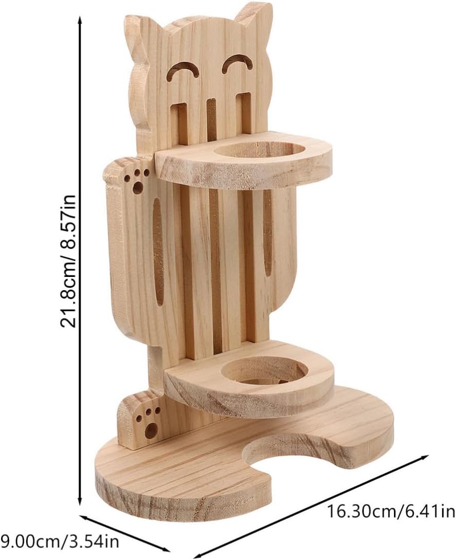 ORFOFE Solid Wood Pet Water Bottle Stand Animal Shape Feeder for Hamsters Rabbit Safe Easy to Install