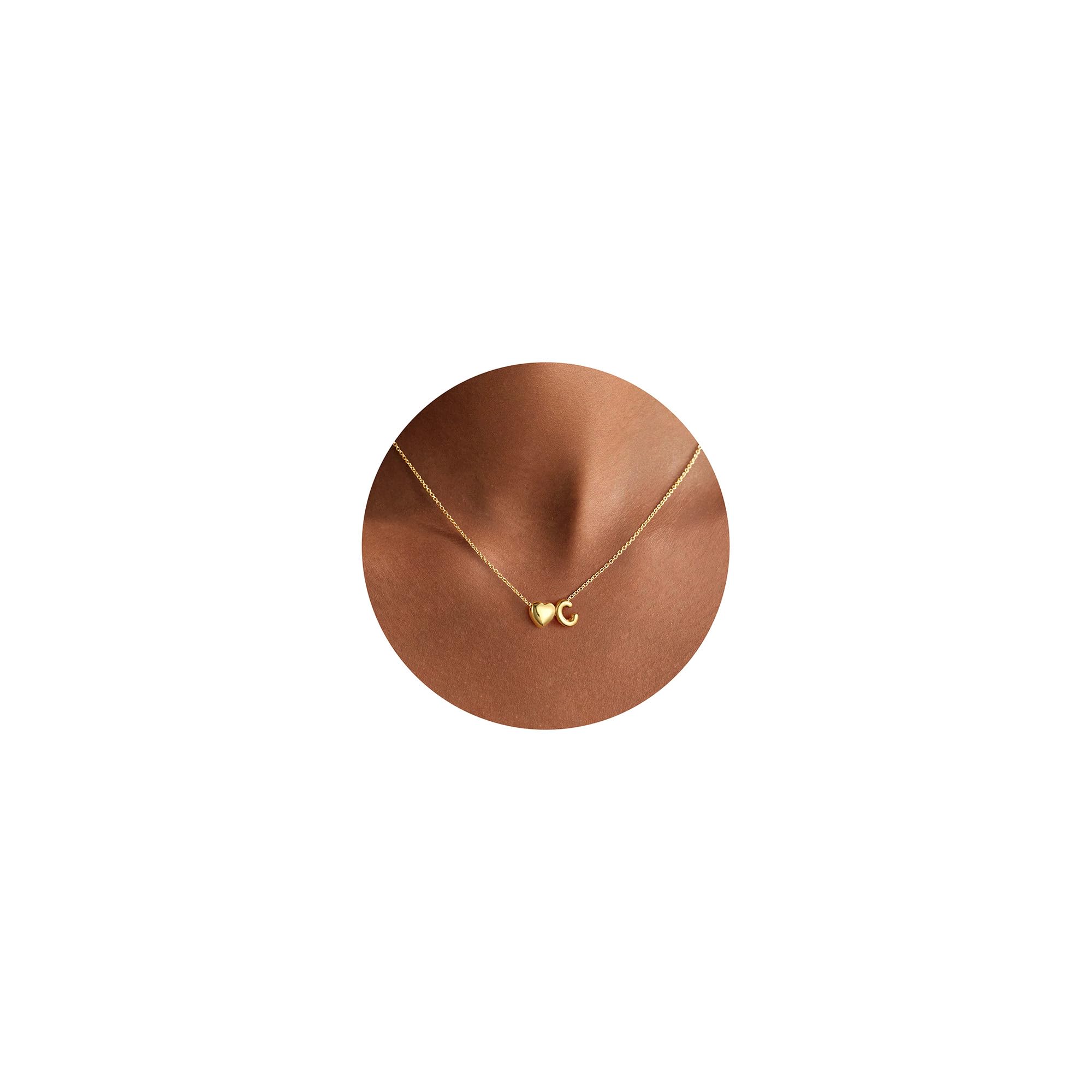 TINGN Muttertagsgeschenk - 14K Vergoldete Kette mit Buchstaben Goldene Kette Herz Damen Frauen Schmuck Mädchen Initialen A-Z Geschenke für Frauen Mädchen Mama Geburtstag