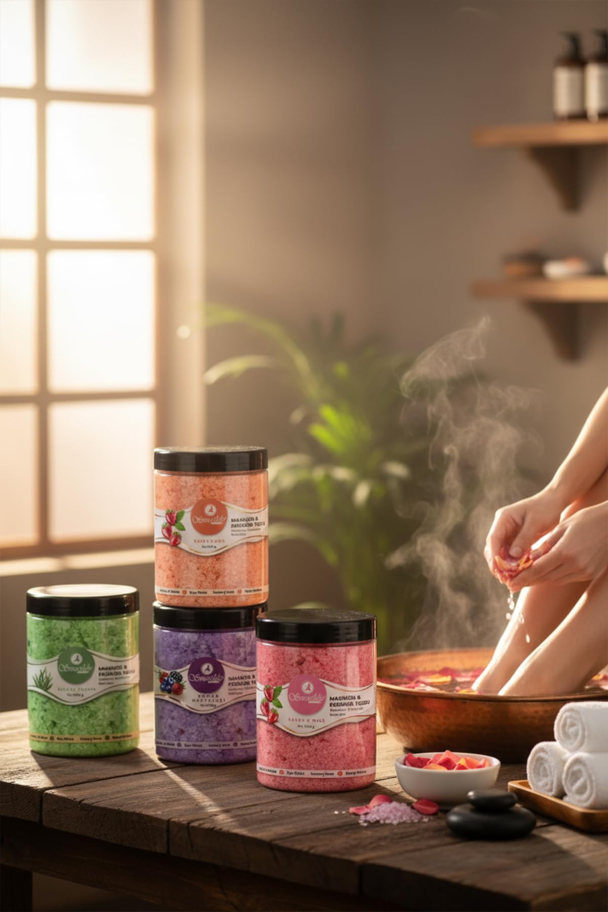 Smoothly Manikür Pedikür ve Banyo Tuzu, 1000g Dev Boy, Yosun Aromalı, Doğal Mineralli, Spa Etkili, E