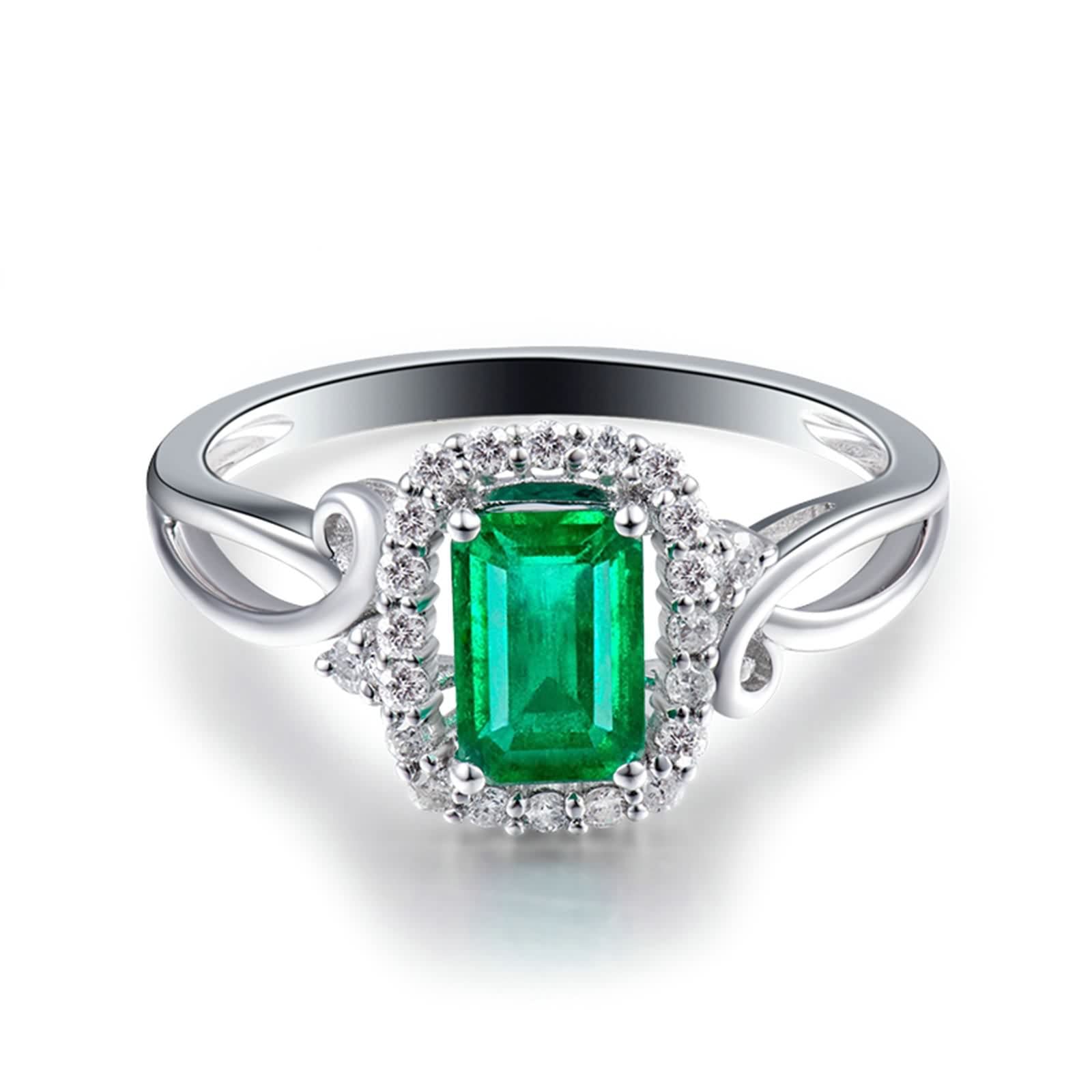 Anillos Mujer con Esmeralda, Anillo de Boda Esposa Novia para El Aniversario de San Valentin