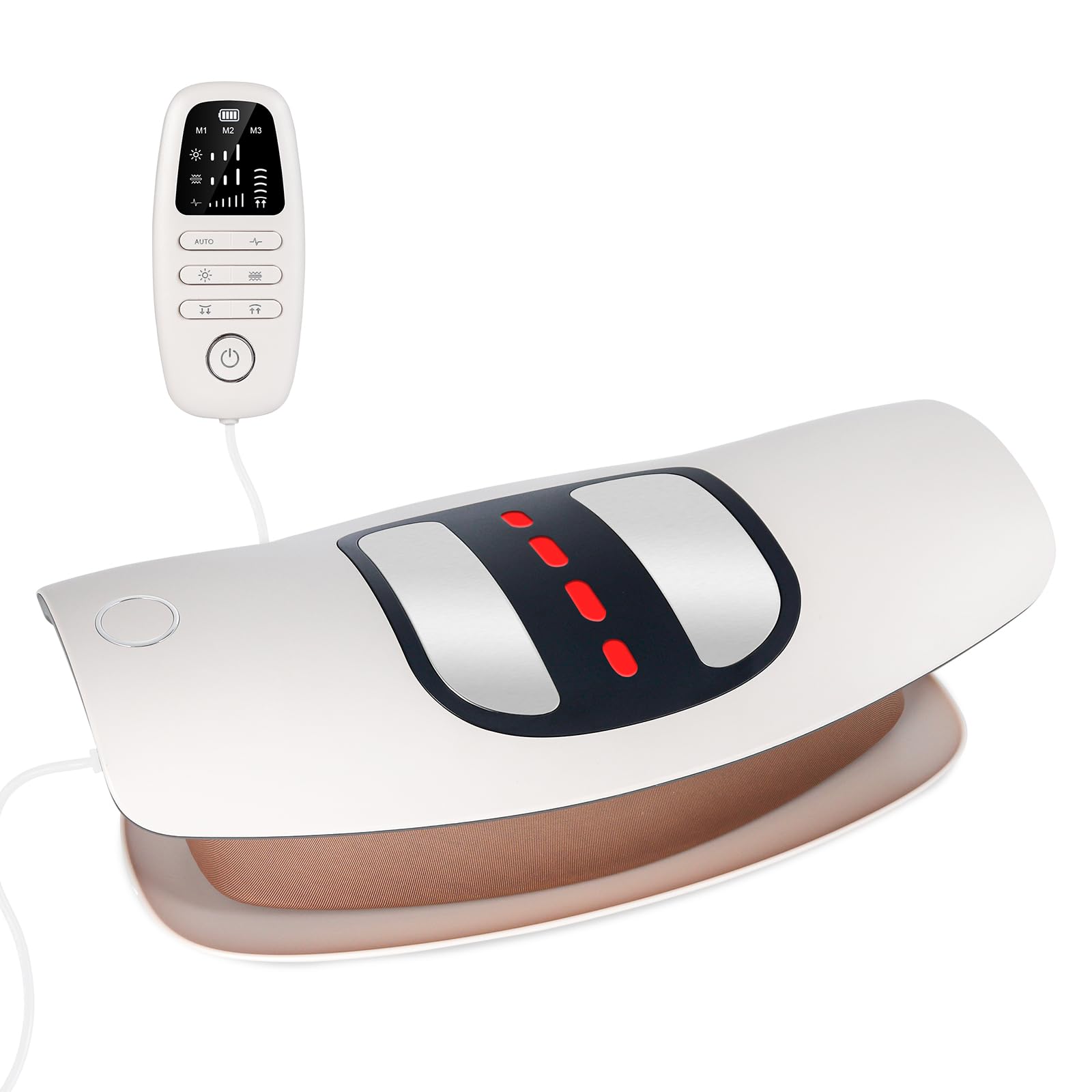 Appareil de massage lombaire chauffant électrique - Appareil de massage de traction lombaire oscillant à 26° - 3 niveaux de massage par vibration et chaleur