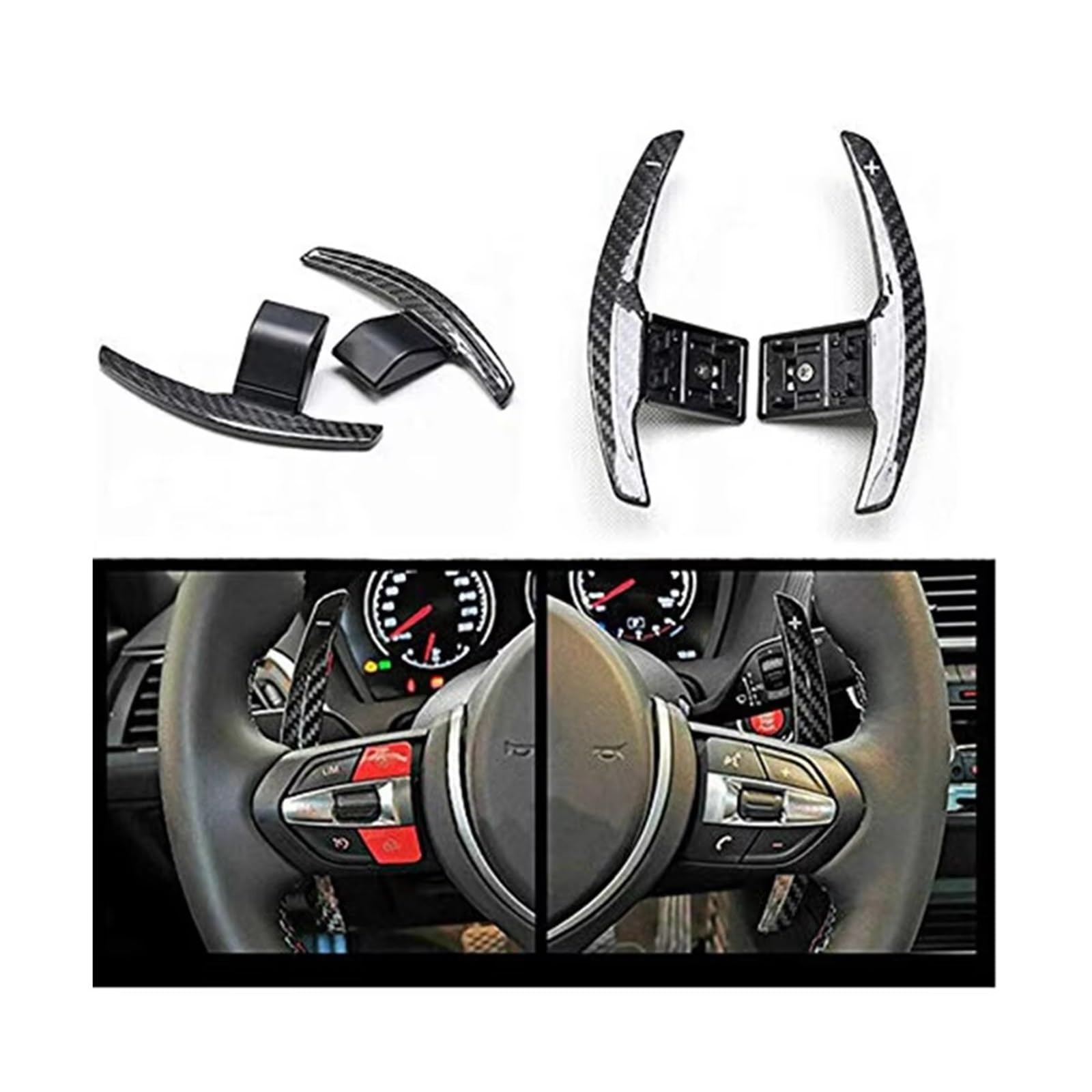 Fissi Compatibile Con BMW Per F25 X3 2013 2014 2015 2016 2017 2018 Cambio Al Volante In Fibra Di Carbonio Nero Lucido Per Auto