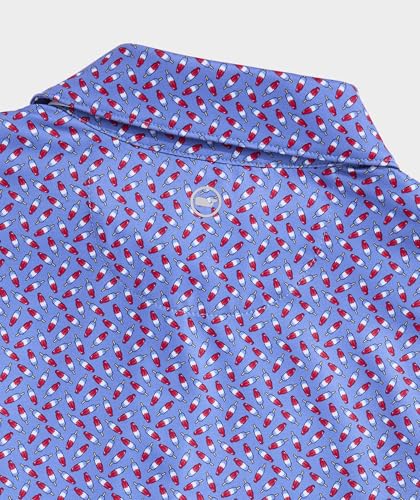 Image of vineyard vines Boys' Printed Sankaty Performance Polo, Bomb Pop - Blue, 4T